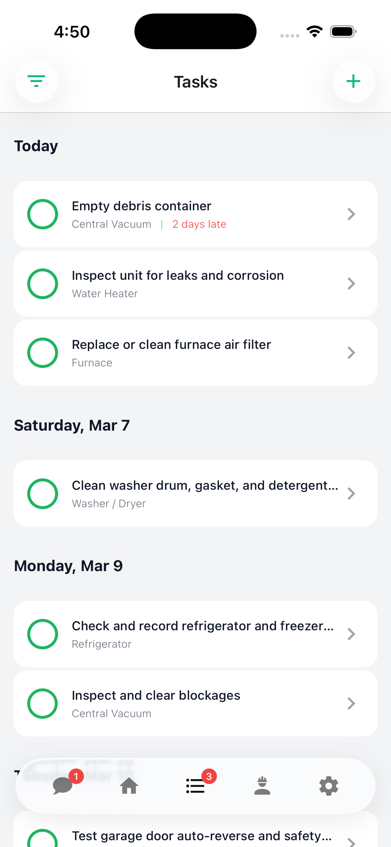 Latch tasks screen